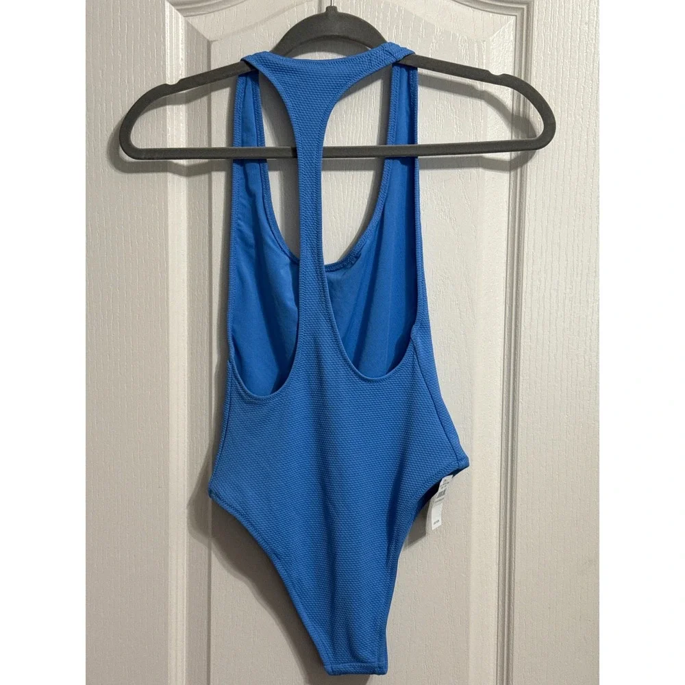 Aerie Racerback Crinkle Textured One Piece Swimsuit High Cut Summer Beach Resort